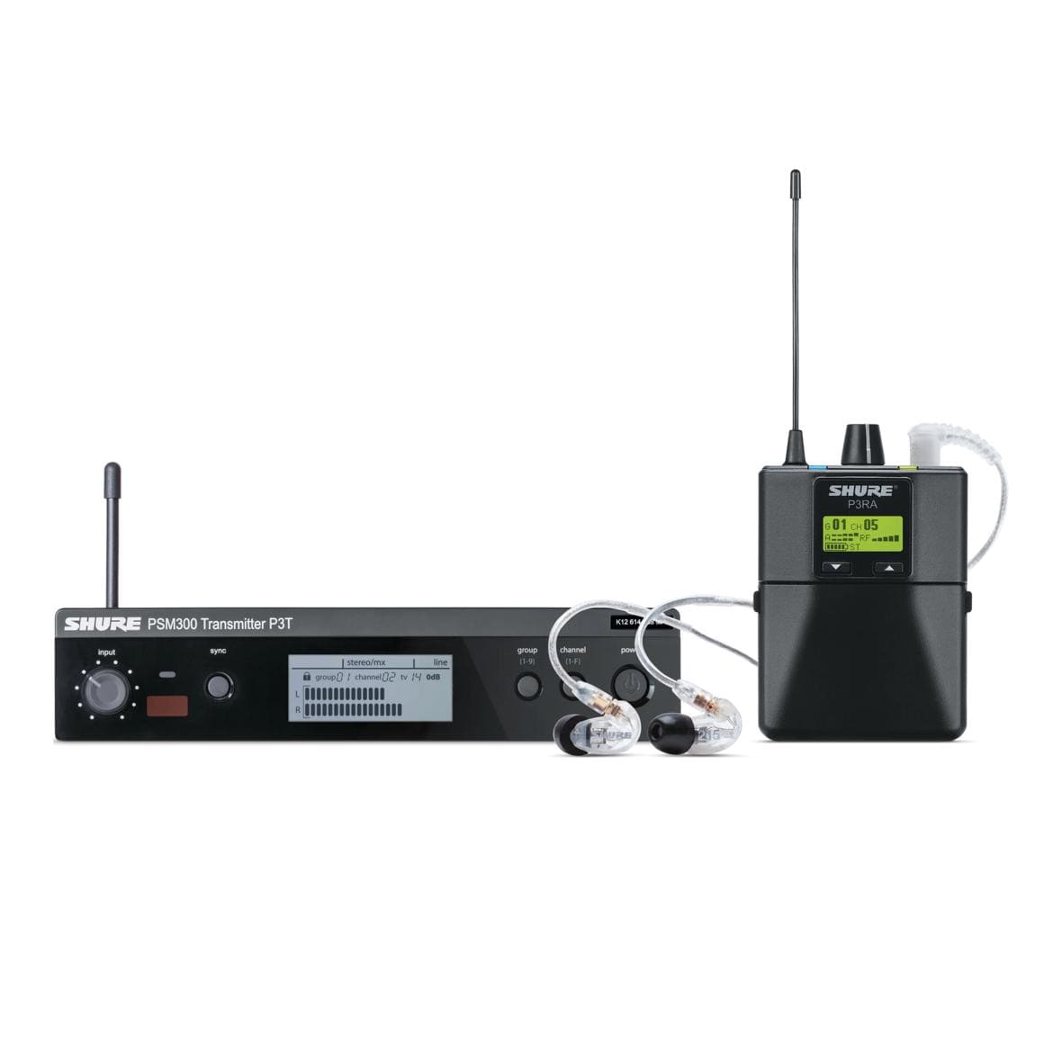Передатчик Shure PSM 300, поясной приёмник P3RA и внутриканальные наушники