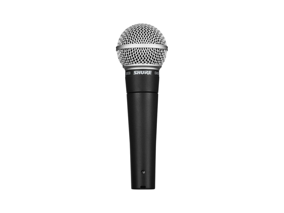Ручной вокальный микрофон Shure SM58 с открытой металлической решёткой